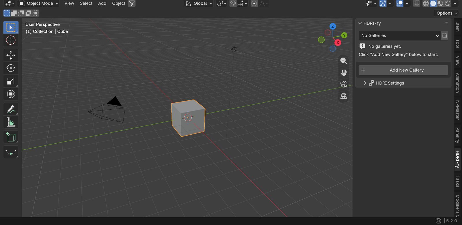 Before: Blender sidebar on the HDRI-fy tab, other tools in other tabs